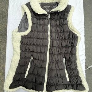 Calvin Klein Performance Quilted Puffer Vest Sherpa Trim Women's 1X